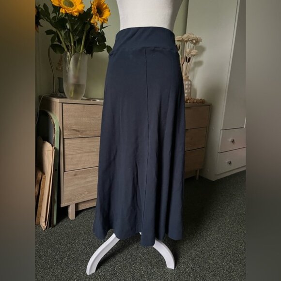 Navy Blue Ribbed 94% Cotton A-Line High-Waist Maxi Stretch Casual Modest Skirt S - Picture 4 of 16